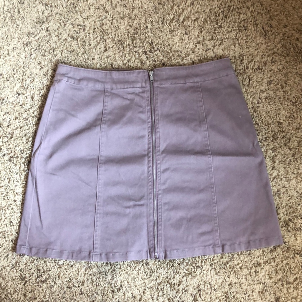 Purplish grayish zip up jean skirt